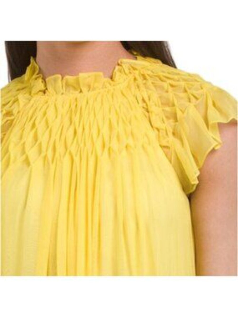 REBECCA TAYLOR Silk Blend Smocked Chiffon Dress - Picture 3 of 4
